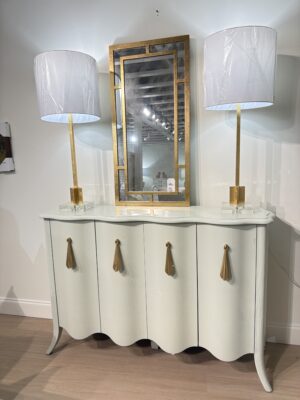 One of a kind sisterhood, credenza, lacquer, and seafoam blue color