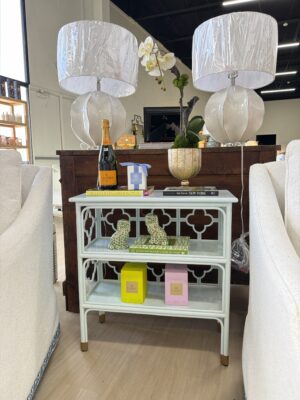 Blue clover, open lacquer side table! $1200 each