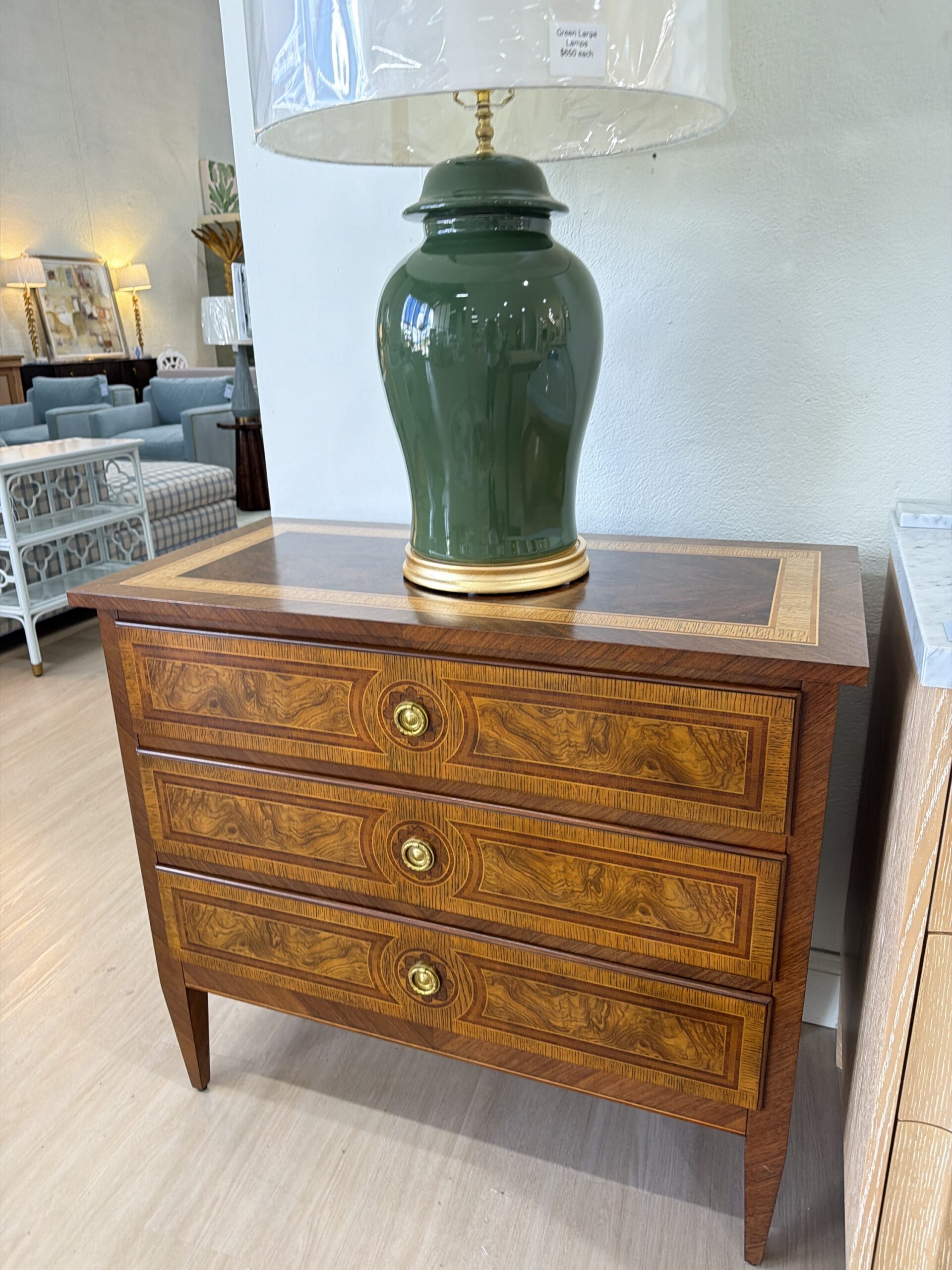 SINGLE MINI Beizer chest | 3 drawer storage | gold hardware | Discounted for small scratches - feathered oak wood & soft close drawers - Image 6