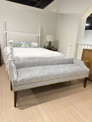 Massoud Claire Upholstered Bench | Lizzy Azul w/ titanium lime Welting