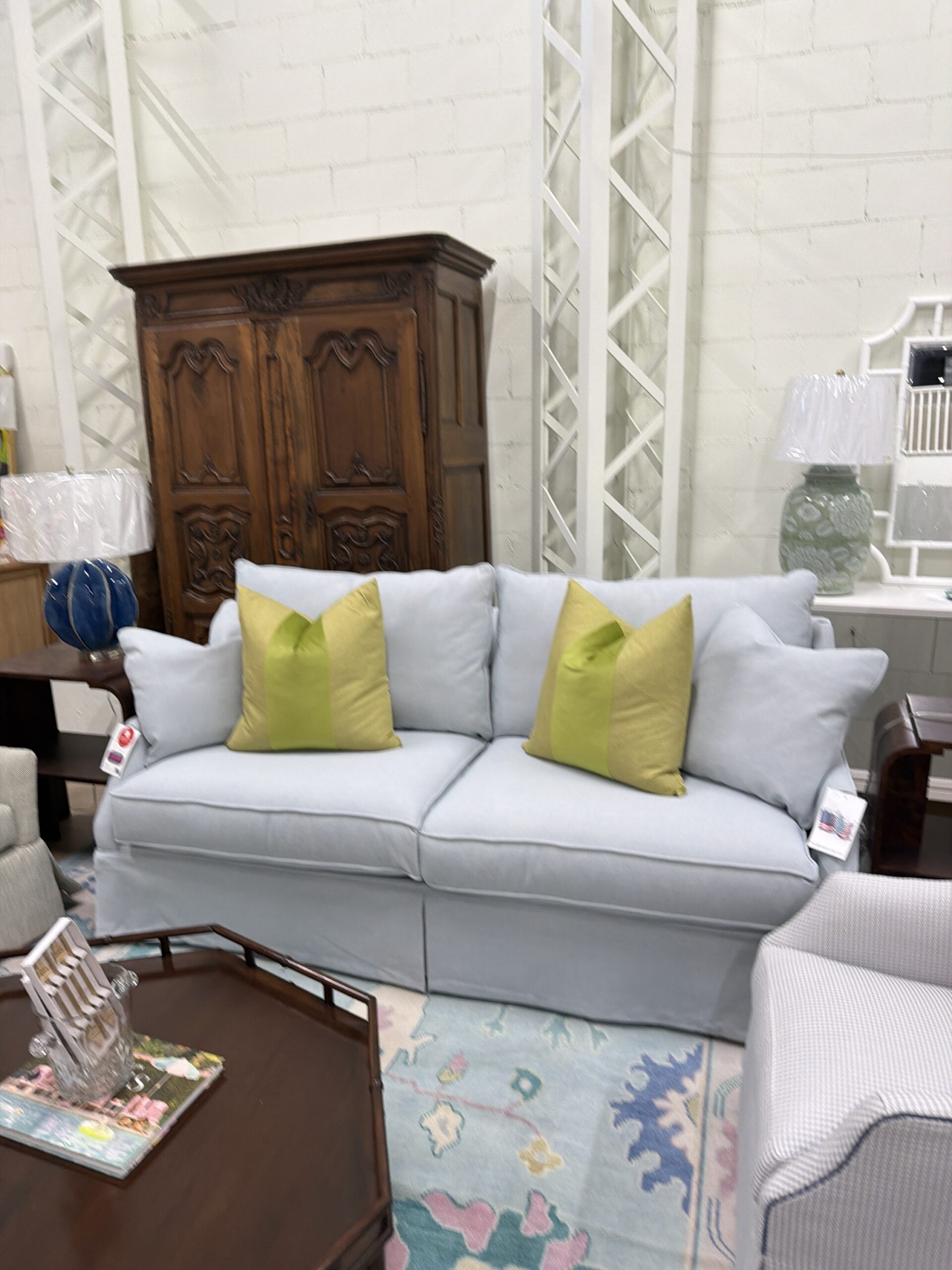AC 2 over 2 sofa covered in performance fabric crypton nomad Oxford