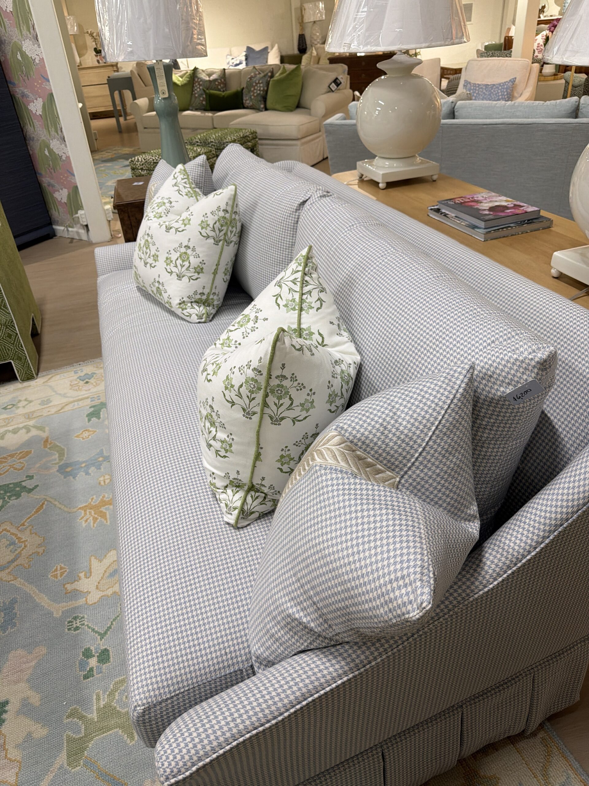Wesley hall Cassion sofa covered in houndstooth mist! This sofa is spot clean! - Image 3