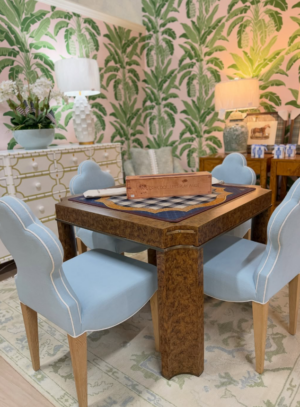 NEW | Archives burlwood game table with leather top