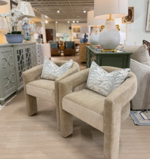 Champagne upholstered accent game chair