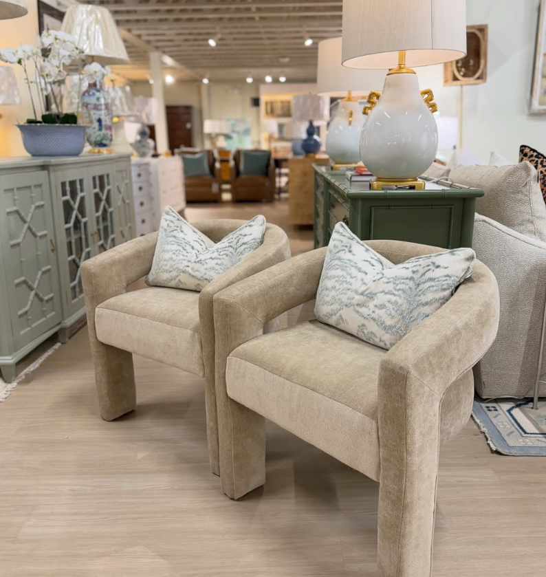 Champagne upholstered accent game chair