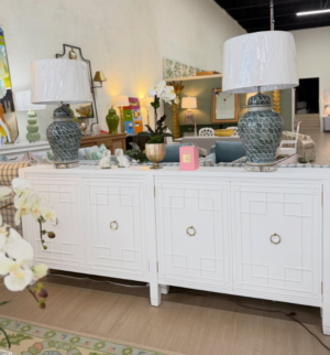 NEW | Ultra narrow true white fretwork console