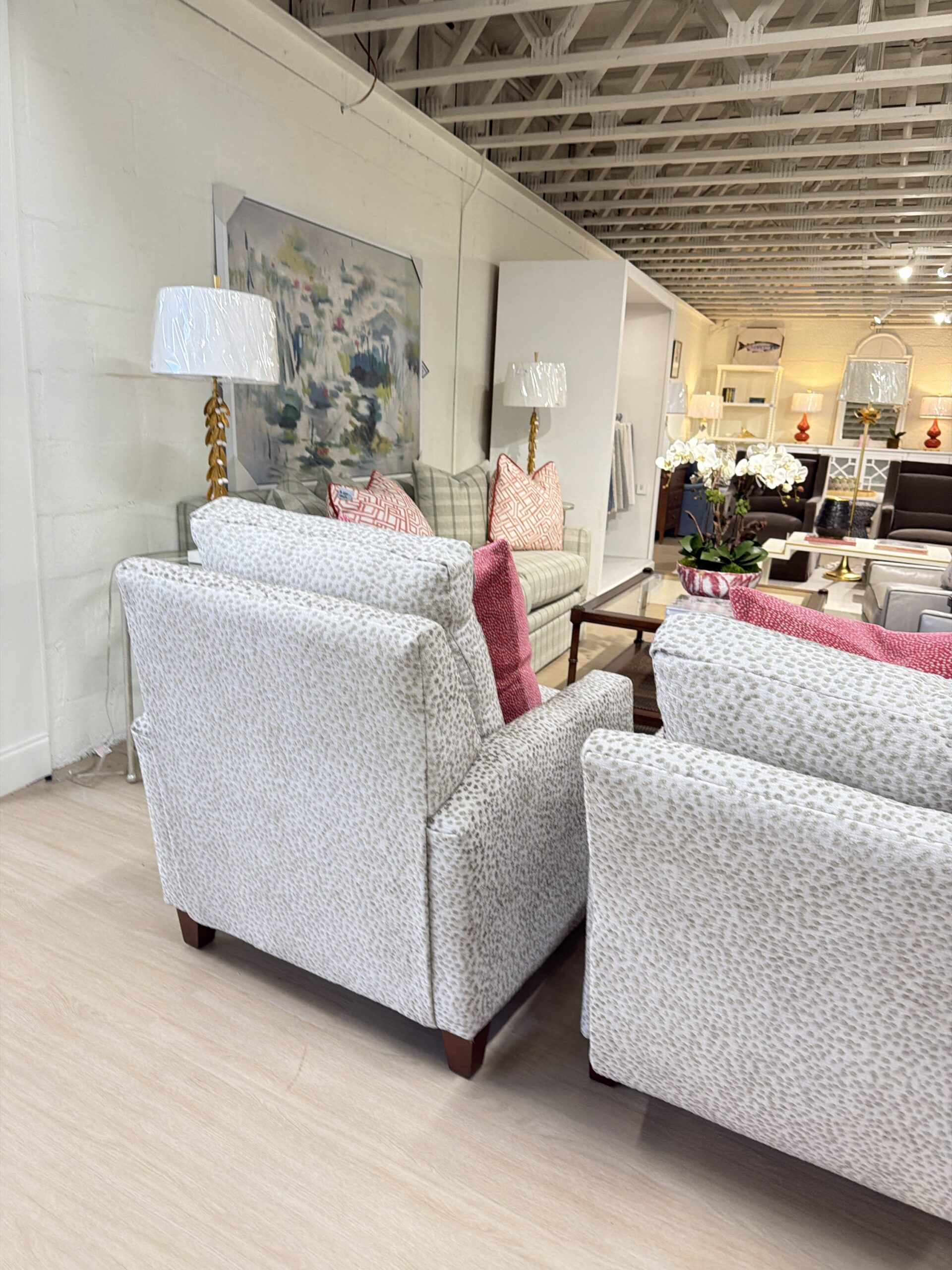 Push back recliner in Lizzie parchment fabric! Spot clean $2200 each - sold as a set - Image 2