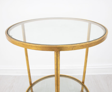 Tri-Legged Gold Round Side Table - Image 3