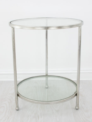 Tri-Legged Silver Round Side Table - Image 2