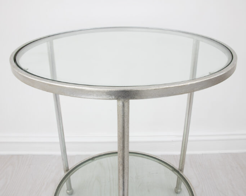 Tri-Legged Silver Round Side Table - Image 3