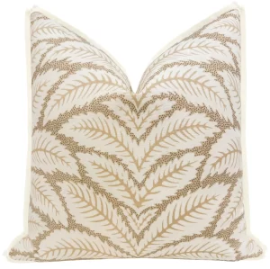 Linen Print Beige Pillow