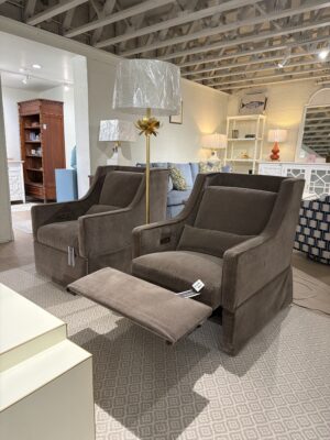 Set of (2) Electric Recliners | Blue Performance velvet Fabric banks cafe