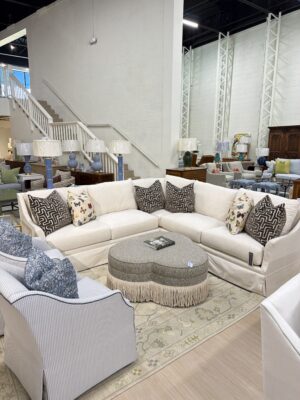 Universal Furniture sectional covered in performance fabric nomad snow