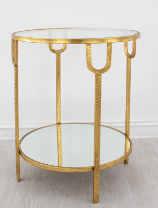 Gold Round Side Table with Garnishings - Image 3