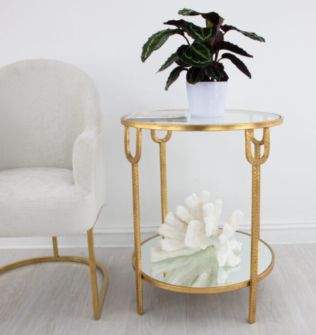 Gold Round Side Table with Garnishings - Image 4