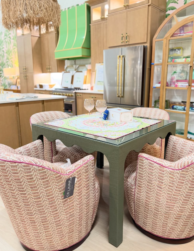 NEW | Naomi forest green Game table with glass top