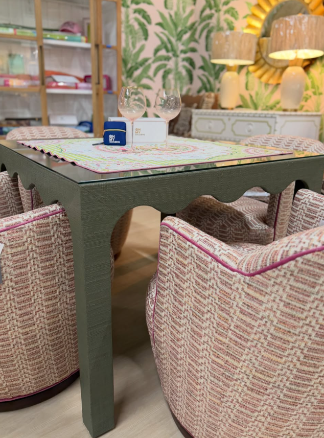 NEW | Naomi forest green Game table with glass top - Image 3