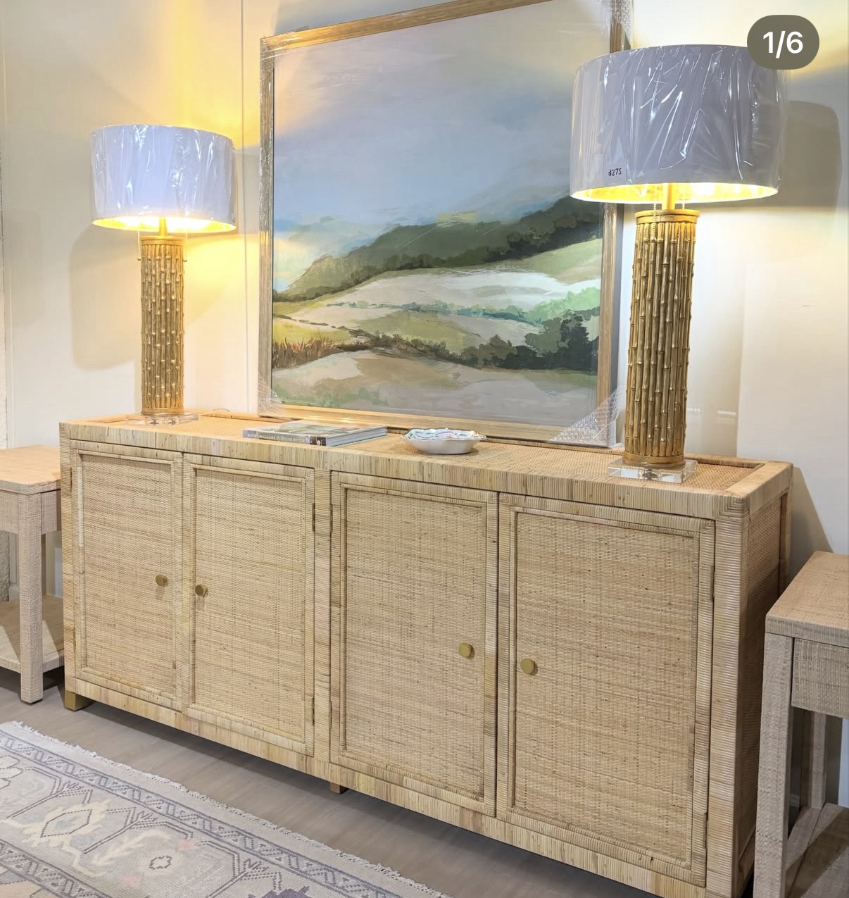 Four-door rattan cabinet