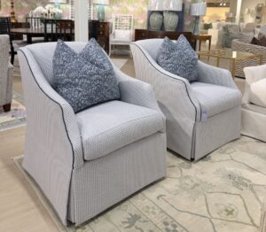 Julian swivel chair set covered in | Houndstooth Mist | set of 2 | spot clean