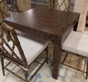 NEW | Harvey burlwood game table & pull out coasters