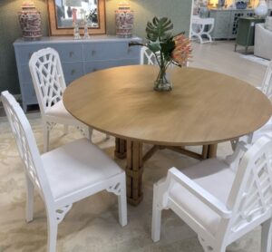 New Farringdon fruitwood finish round dining room table 60”